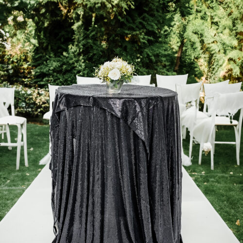 Statafelkleed zwart glitter