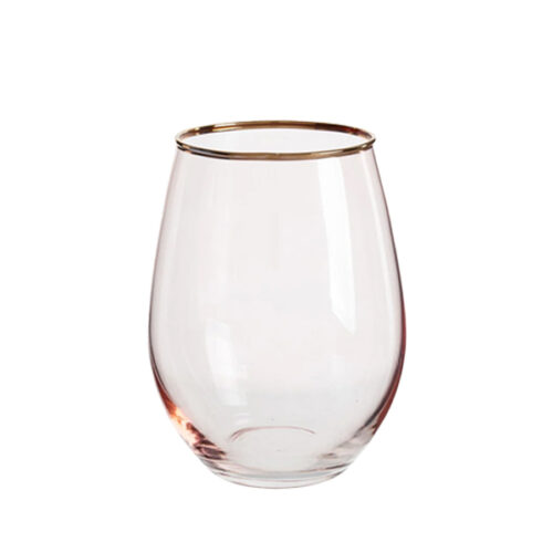 Waterglas roze met gouden rand (per set 10)